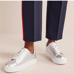 Boden Metallic Platform Sneakers - Silver - Size 10.5 (EU42)